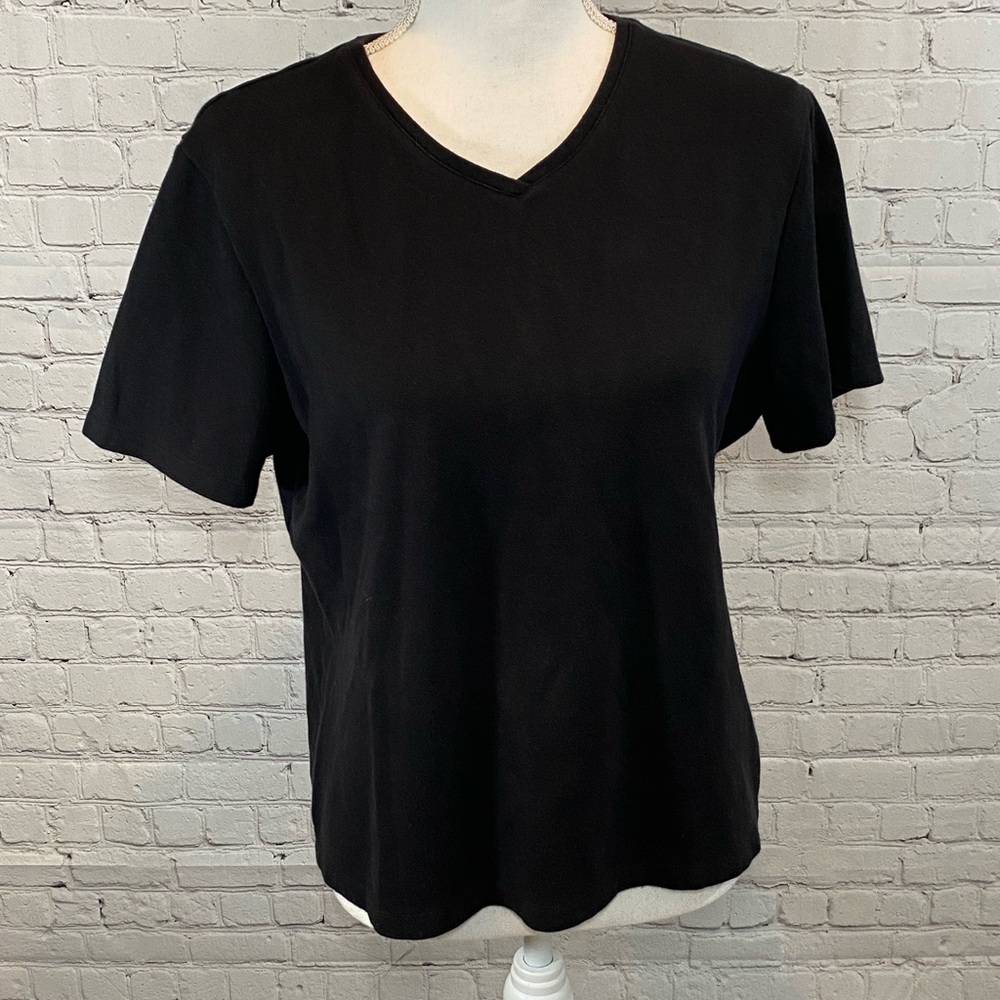 CROFT & BARROW V-Neck T-Shirt Black-Large
